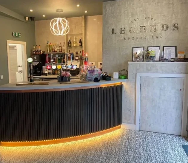 The bar counter in the Legends Sports Bar